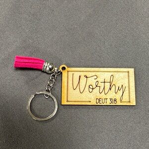 Pink and Gold Inspirational Keychain with Tassel